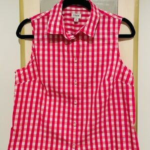 J. Crew Pink and White Sleeveless Top Size M
